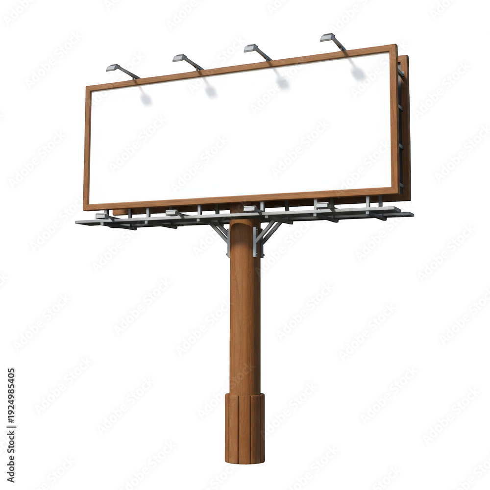 Obraz premium Blank billboard advertisement sign with lights isolated on transparent background