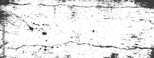 Distressed Grunge Black and White Texture with Cracks and Ink Splatter Overlay Vector