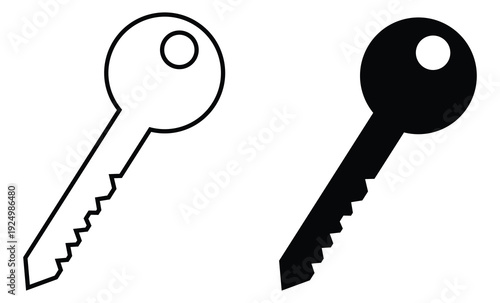 Two key icons showing both outline and filled versions, symbolizing access, security, and various authorization concepts