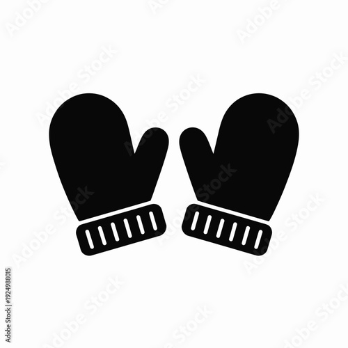 A pair of stylish black fingerless gloves with knitted cuffs isolated on white background, Vector, illustration