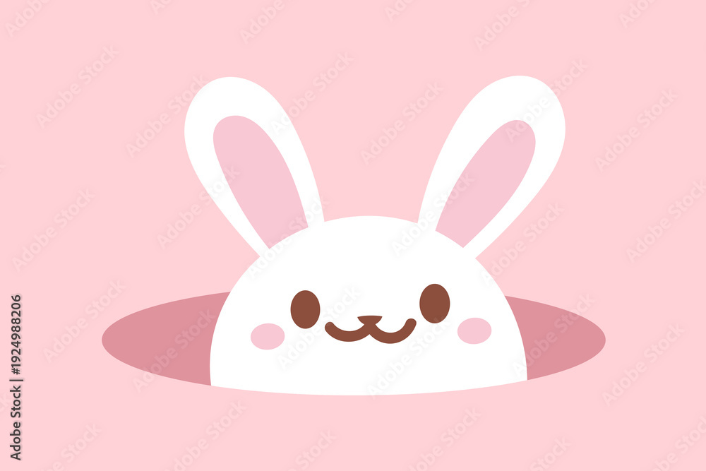Fototapeta premium Bunny peeking from hole vector. Design for spring and happy easter.