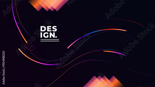Abstract Dark Background With Spiral Ribbons Waves Organic Shapes Rainbow Gradient Lines Colorful Design Vector. Ideal for Social Media Posts, Website Banners, Presentations, Branding and Digital 