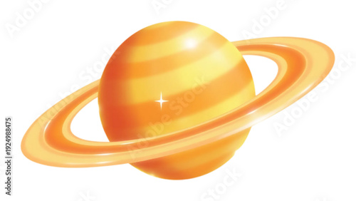 Stylized orange gas giant planet with rings illustration
