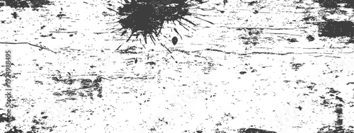 Grungy Ink Splatter and Distressed Texture Overlay Black and White Abstract Background