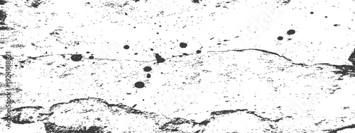 Distressed Grunge Texture with Ink Splatters and Cracks Black and White Abstract Background