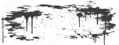 Dynamic Black Paint Splatters and Dripping Ink Grunge Texture Vector Element