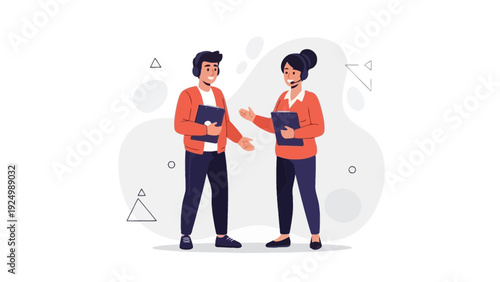 Customer service team, friendly agents with headsets and documents, working together