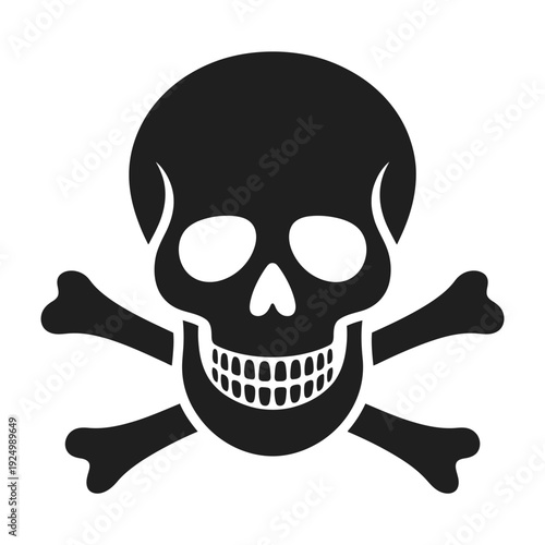 Classic depiction of a skull and crossbones symbolizing danger and piracy isolated on white background, Vector, illustration