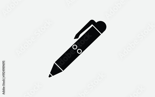 A sleek black pen with a cap and click mechanism for precise writing. isolated on white background, Vector, illustration