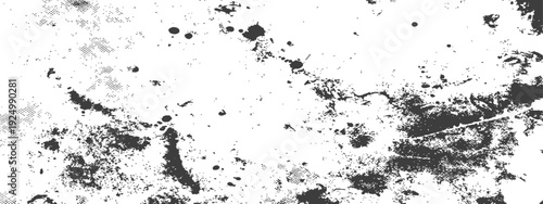 Grungy Distressed Halftone Overlay Texture with Ink Splatters and Grain Effect