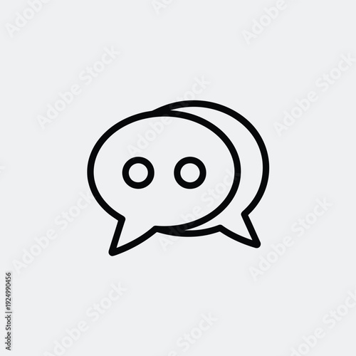 Simple black and white speech bubble icon with two eyes isolated on white background, Vector, illustration