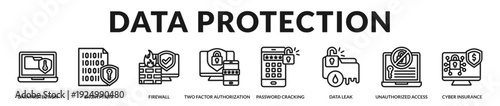 Data protection theme highlighting secure architecture, access control, and enterprise resilience strategies. in Lineal Icon Style