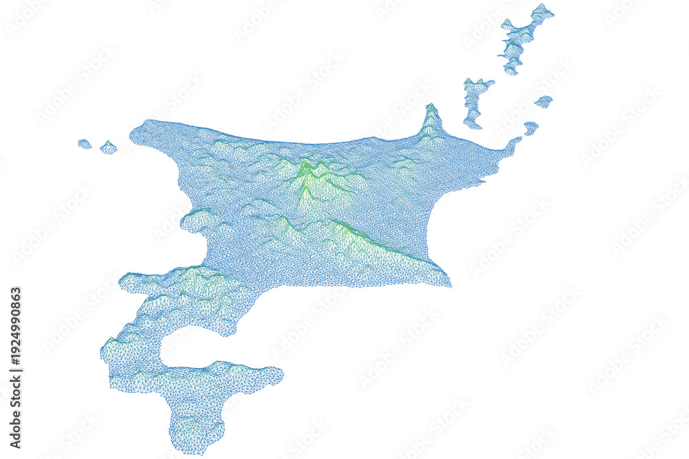 Obraz premium Hokkaido 3D Terrain Wireframe Mesh