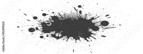 Black Ink Splatter Vector Abstract Paint Stain Grunge Texture Isolated on White Background Artistic Dirty Splash Design Element