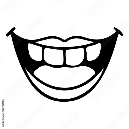 Cartoon Grinning Mouth Icon