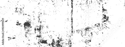 Rough distressed grunge texture overlay with black specks on a white background for vintage graphic design elements and abstract effects