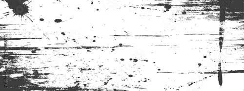 Abstract Grunge Black and White Texture with Ink Splatters and Brush Strokes, Distressed Effect Background
