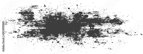 Grungy Black Ink Splatter Abstract Vector Texture with Paint Blots and Dirty Strokes