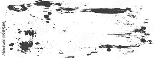 Grunge Ink Splatters and Brush Strokes Texture Design Element Dark Gray on White Background