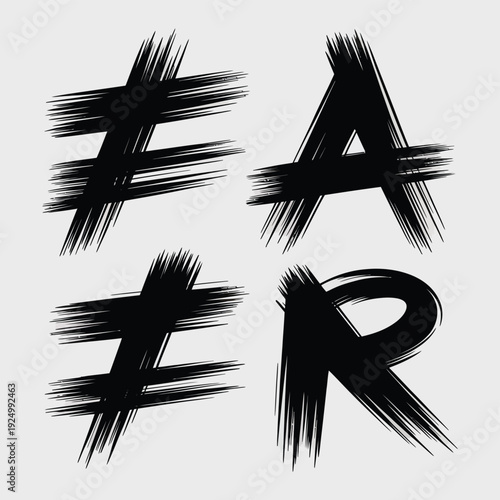 Abstract graffiti style text depicting the word far with artistic brush strokes isolated on white background, Vector, illustration