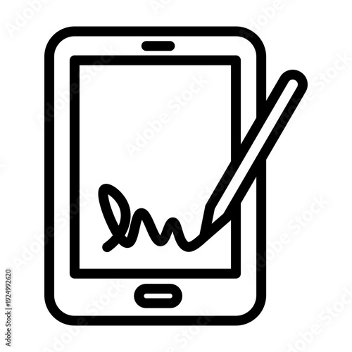 Digital Signature Vector Line Icon Design