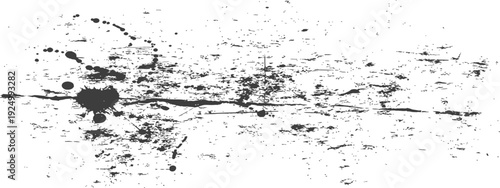 Distressed Grunge Texture with Ink Splatters Black and White Vector Background