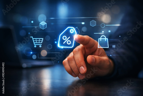 Hand Selecting Online Discount Tag Shopping Icon