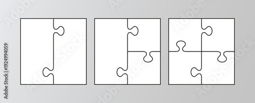 Cutting template frame tiles. Jigsaw grids set. Puzzle pieces. Scheme for thinking game. Simple mosaic background with separate details. Vector illustration.