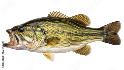 Photos Isolated Largemouth bass freshwater fish species close up, North American gamefi