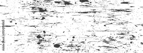 Black and white grunge distressed texture with ink splatters, scratches, and a messy, rough surface perfect for vintage or urban designs