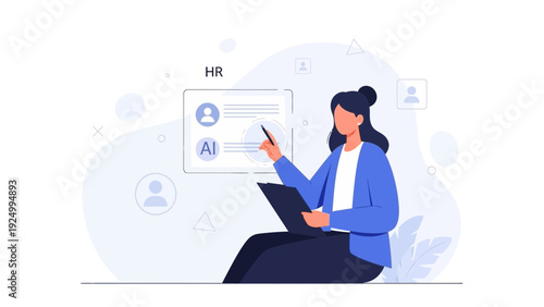HR manager using AI for recruitment and human resources technology