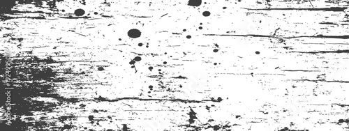 Distressed Black and White Grunge Texture with Scratches and Ink Splatters