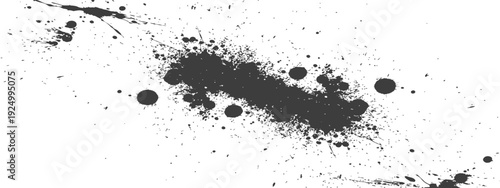 Black Ink Splatter and Grunge Texture Vector on White Background - Abstract Paint Stain Design Element
