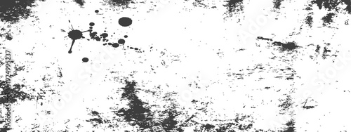 Abstract Black and White Grunge Texture with Ink Splatters Background