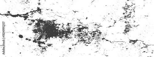 Distressed Grunge Texture Overlay Vector with Cracks and Splatters in Black and White