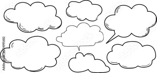 Hand drawn speech bubbles and thought clouds collection