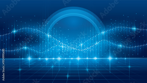 Abstract Futuristic Techno Geometric Background. Modern Technology Digital Wave Music Festival background design. Creative ideas for business presentations, template