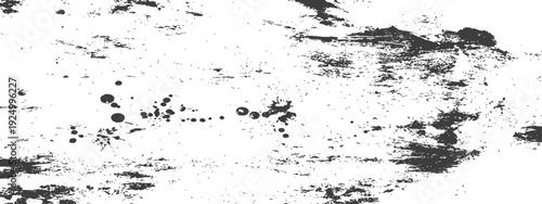 Grunge distressed black and white texture background with ink splatters and scratches abstract overlay element