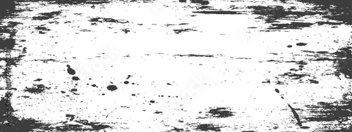 Black and White Grunge Distressed Overlay Texture with Ink Splatters and Worn Effect Vector Background