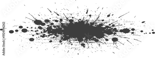 Black Ink Splatter and Paint Splash Grunge Frame Element on White Background Vector