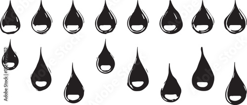 Black ink drops pattern on white background water drops