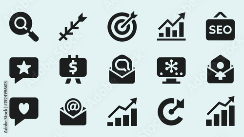 Set of web design icons for internet and business use