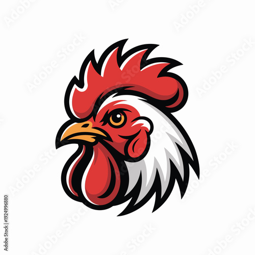 Wallpaper Mural A bold and stylized illustration of a rooster with vibrant red and white plumage. isolated on white background, Vector, illustration Torontodigital.ca