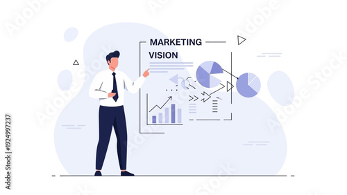 Man presenting marketing vision with charts and graphs in business meeting