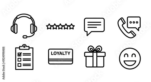 Customer service, feedback, and loyalty icons