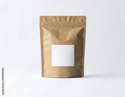 Paper ziplock bag with a label mock up isolated on white background