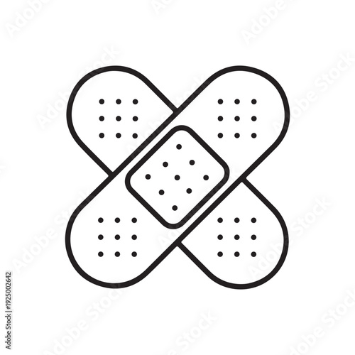 Band aid crossed adhesive strips medical symbol  first aid sign  health care icon