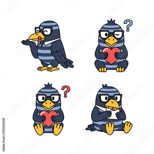 Cartoon penguins showing confusion and puzzlement with question marks
