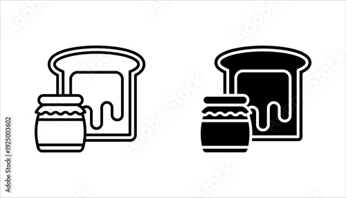 Slice of buttered bread and knife icon set, Toast and knife. Breakfast bread, vector illustration on white background