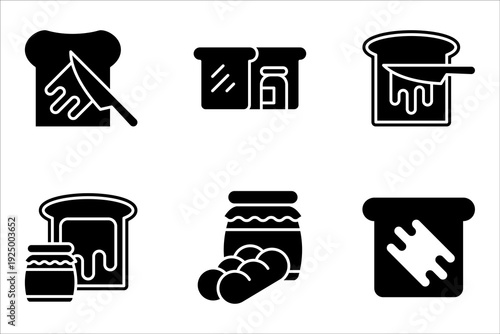 Slice of buttered bread and knife icon set, Toast and knife. Breakfast bread, vector illustration on white background